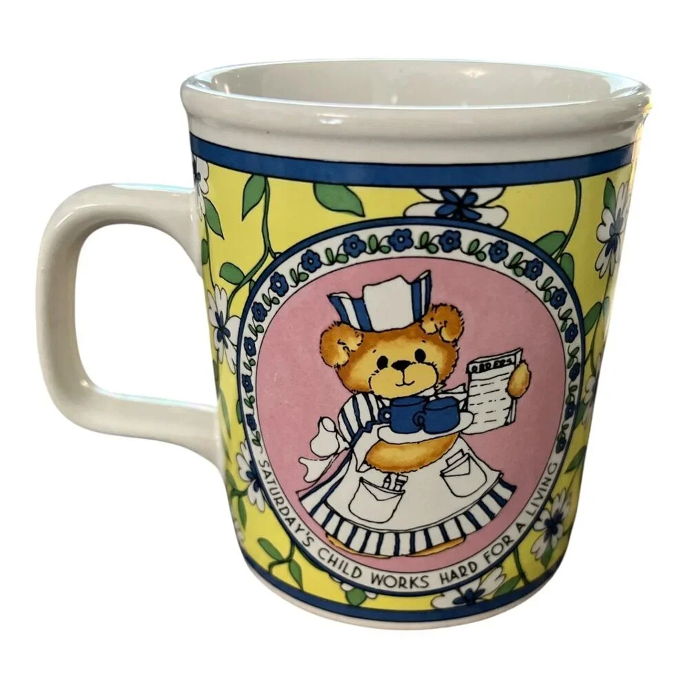 1986 Lucy & Me “Saturday’s Child” Mug – Enesco – Lucy Rigg – Made in Korea